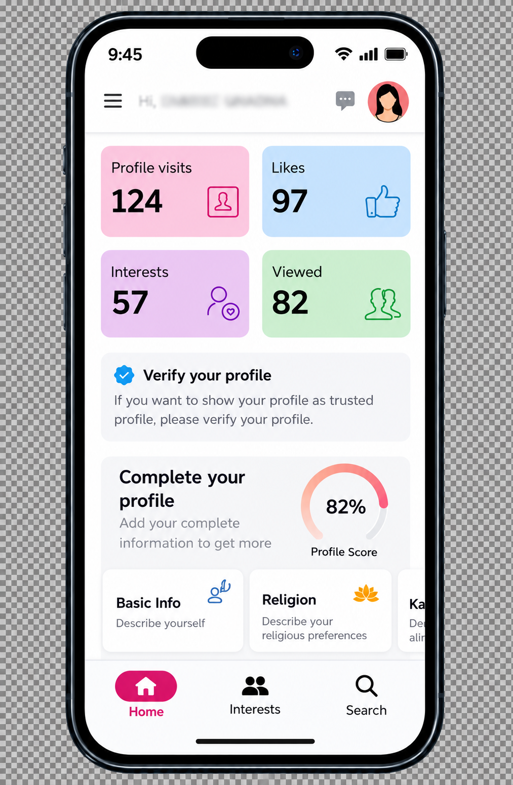 Dev Bhoomi Rishtey app dashboard